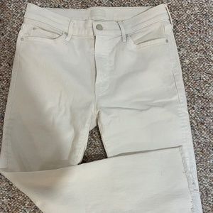 Mother Rascal Crop Off White Denim Jeans